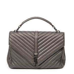 Yves Saint Laurent Medium College Chain bag in Gray Quilted